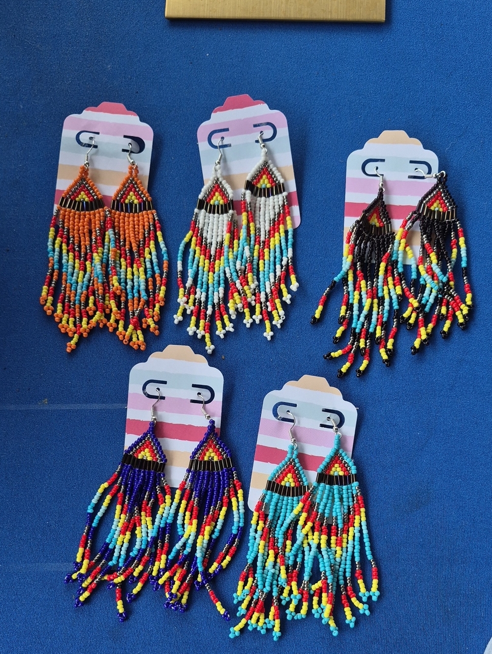 CHOOSE: Hand-made HUICHOL Glass Seed Bead dangle earrings 🪶 Curtain Fringe